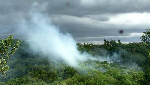 illustration EN IMAGES. Impressionnant feu de végétation au-dessus du chemin de halage, à Lanvallay