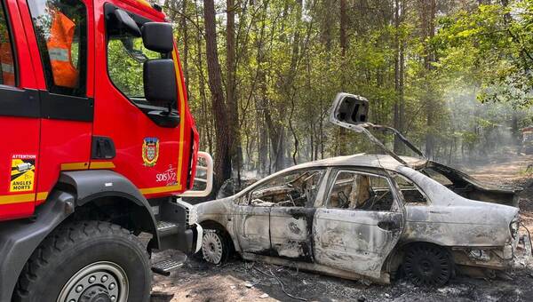 illustration EN IMAGES. À Saint-Jean-de-la-Motte, deux hectares de forêt détruits après l’incendie d’un véhicule
